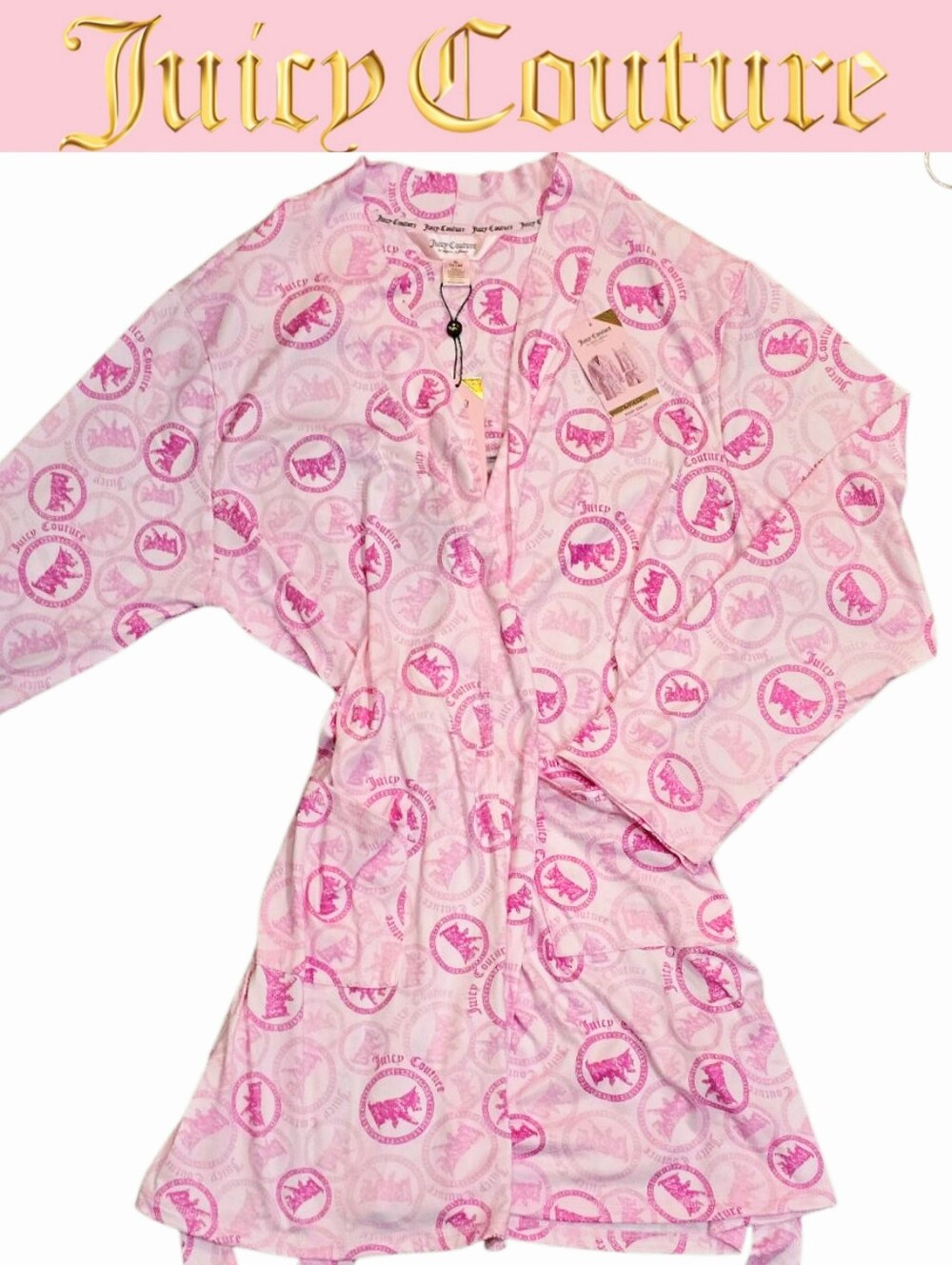 Juicy Couture Signature Logo Scottie Dog Wrap Robe